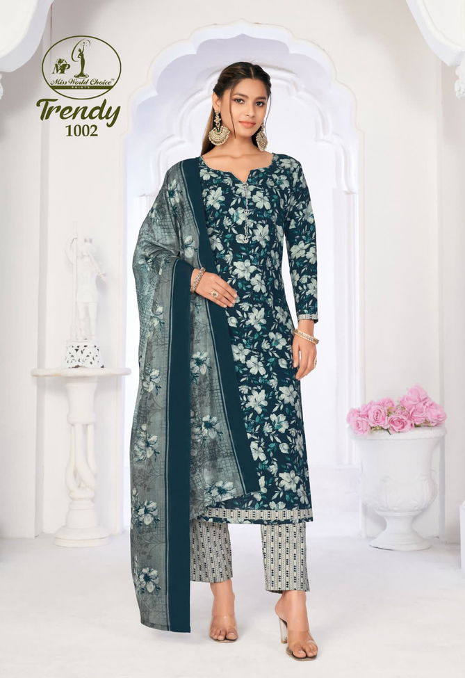 Trendy Vol 1 By Miss World Choice Printed Cotton Dress Material Wholesale Market In Surat
